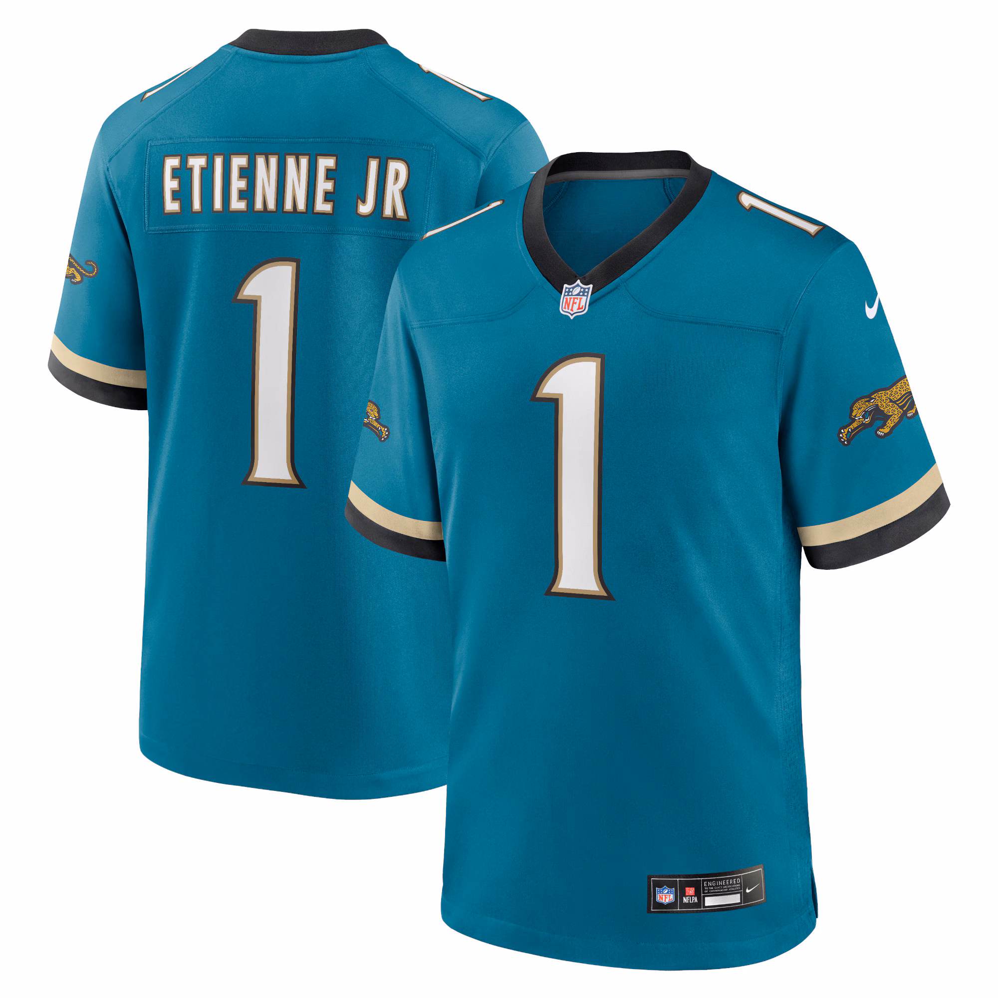 Travis Etienne Jr #1 Jacksonville Jaguars Prowler Throwback Player Game Jersey - Teal