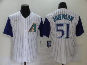 Men's Diamondbacks 51 Randy Johnson White  2020 Cool Base Jersey