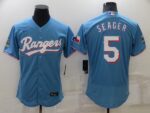 Men's  Texas Rangers #5 Corey Seager Light Blue Flex Base Stitched Jersey