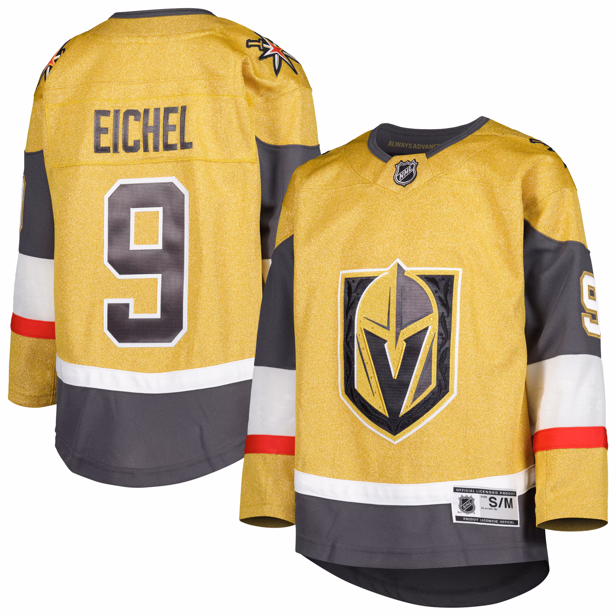 Youth Vegas Golden Knights Jack Eichel #9 Gold Home Premier Player Jersey