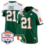 Jordan Lyle #21 Miami Hurricanes MIA 2026 The Fiesta Bowl & Florida Patch Vapor Limited Jersey - All Stitched