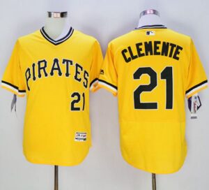 Pittsburgh Pirates #21 Roberto Clemente Gold Flexbase Collection Cooperstown Stitched Jersey
