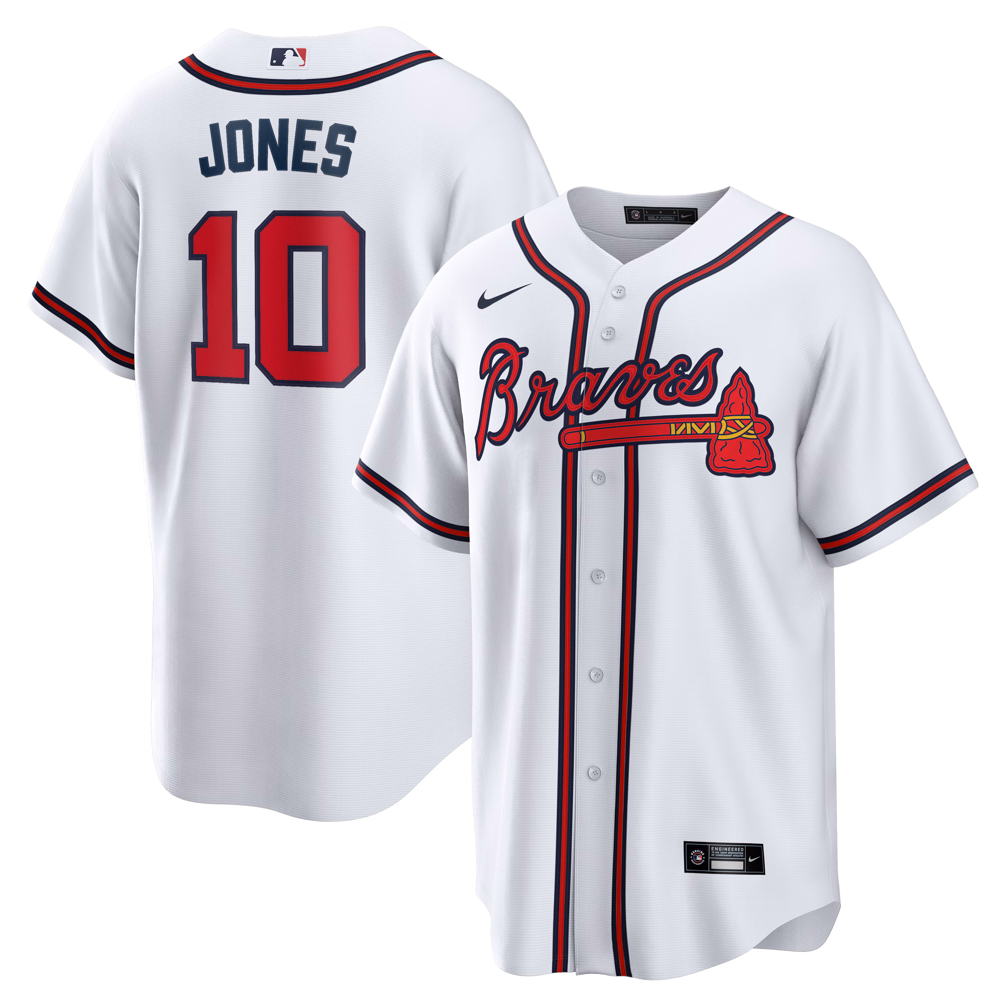 Atlanta Braves Chipper Jones #10 White Home Retired Player Replica Jersey