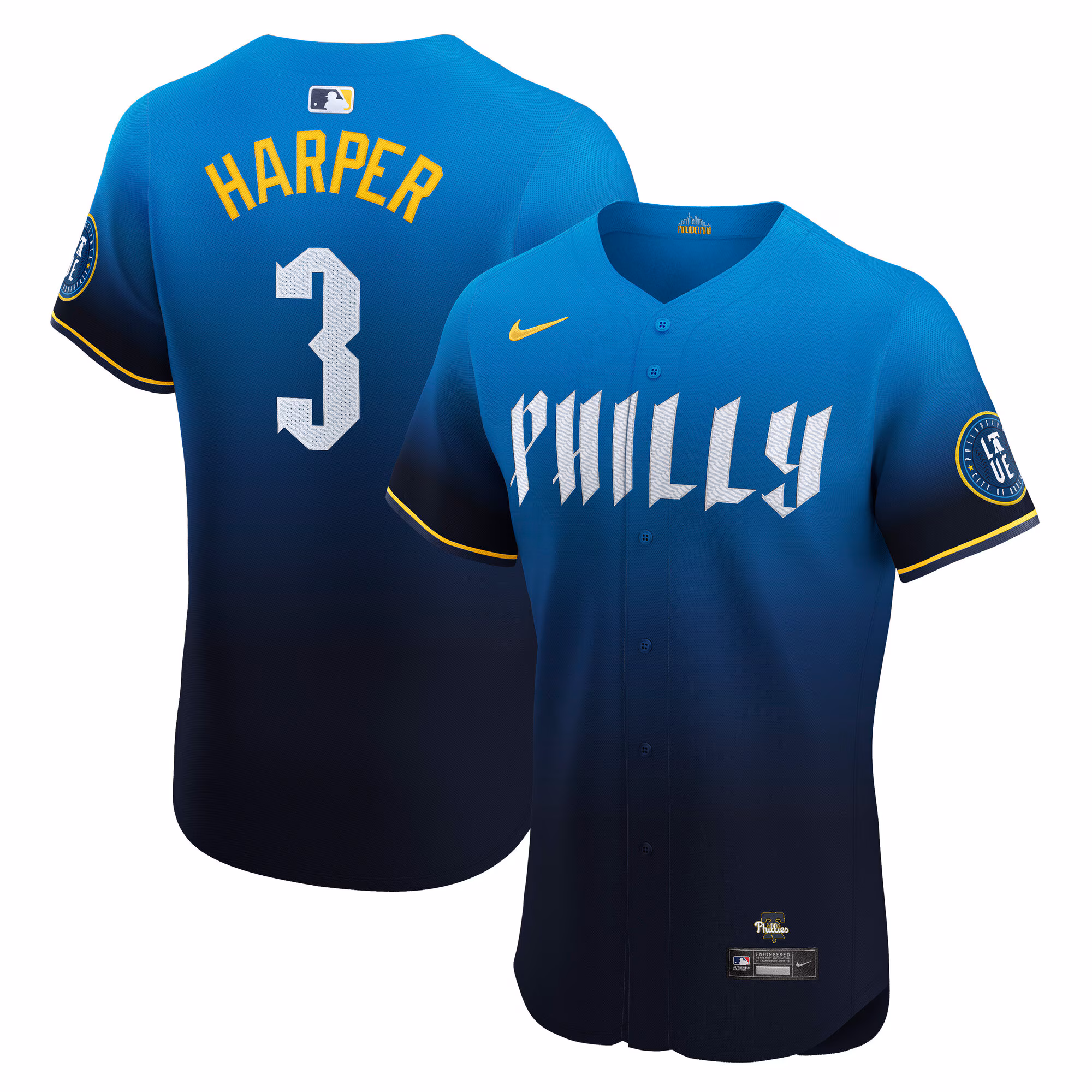 Philadelphia Phillies Bryce Harper #3 Navy City Connect Elite Jersey