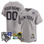 Your name #00 New York Yankees Jackie Robinson Patch Collection Limited Jersey - Gray