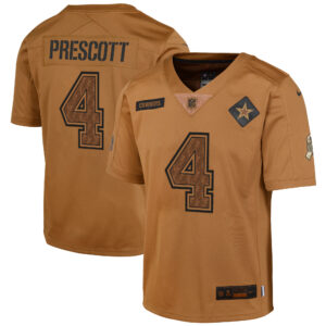 Dak Prescott Dallas Cowboys  Youth 2023 Salute To Service Limited Jersey - Brown