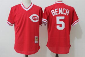 Mitchell and Ness Cincinnati Reds #5 Johnny Bench Red Jersey