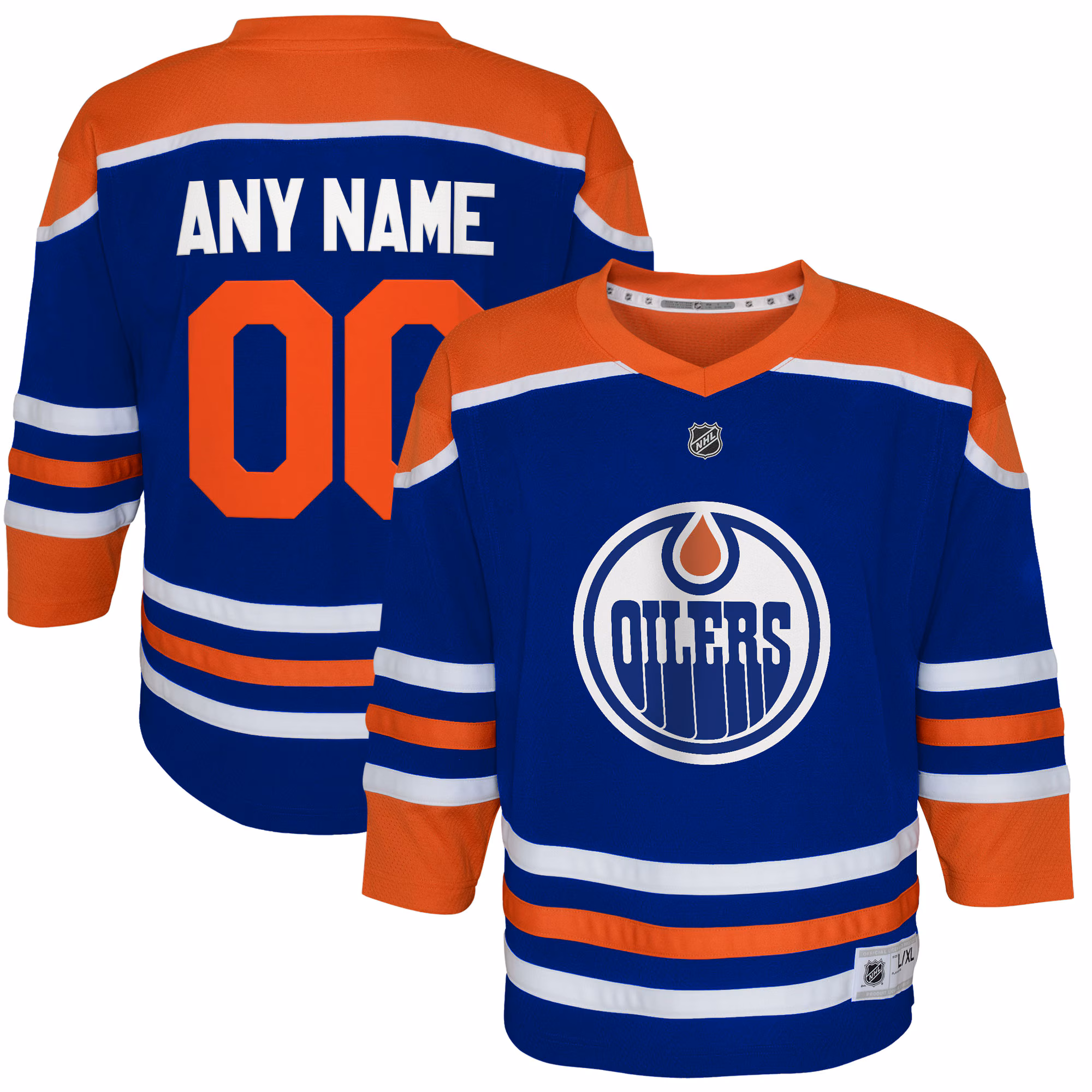 Youth Edmonton Oilers Royal Home Replica Custom #00 Jersey