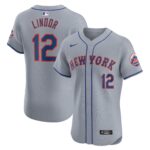 Men's New York Mets Francisco Lindor  Gray Road Elite Player Jersey