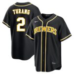 Brice Turang #2 Milwaukee Brewers Fashion Replica Out Jersey - Black