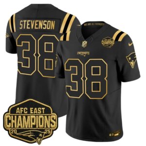 Rhamondre Stevenson #38 New England Patriots 2026 AFC East Champions Gold Vapor Limited Jersey - All Stitched