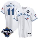 Bo Bichette #11 Toronto Blue Jays 2025 American League Champions Jersey Stitched White