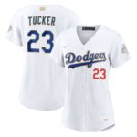 Kyle Tucker #23 Women's Los Angeles Dodgers White 2026 Gold Collection Stadium Jersey - White