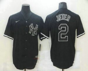 Men's New York Yankees #2 Derek Jeter Black Fashion Stitched  Cool Base Jersey