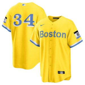 Men's Boston Red Sox David Ortiz  Gold Retired Player City Connect Replica Jersey