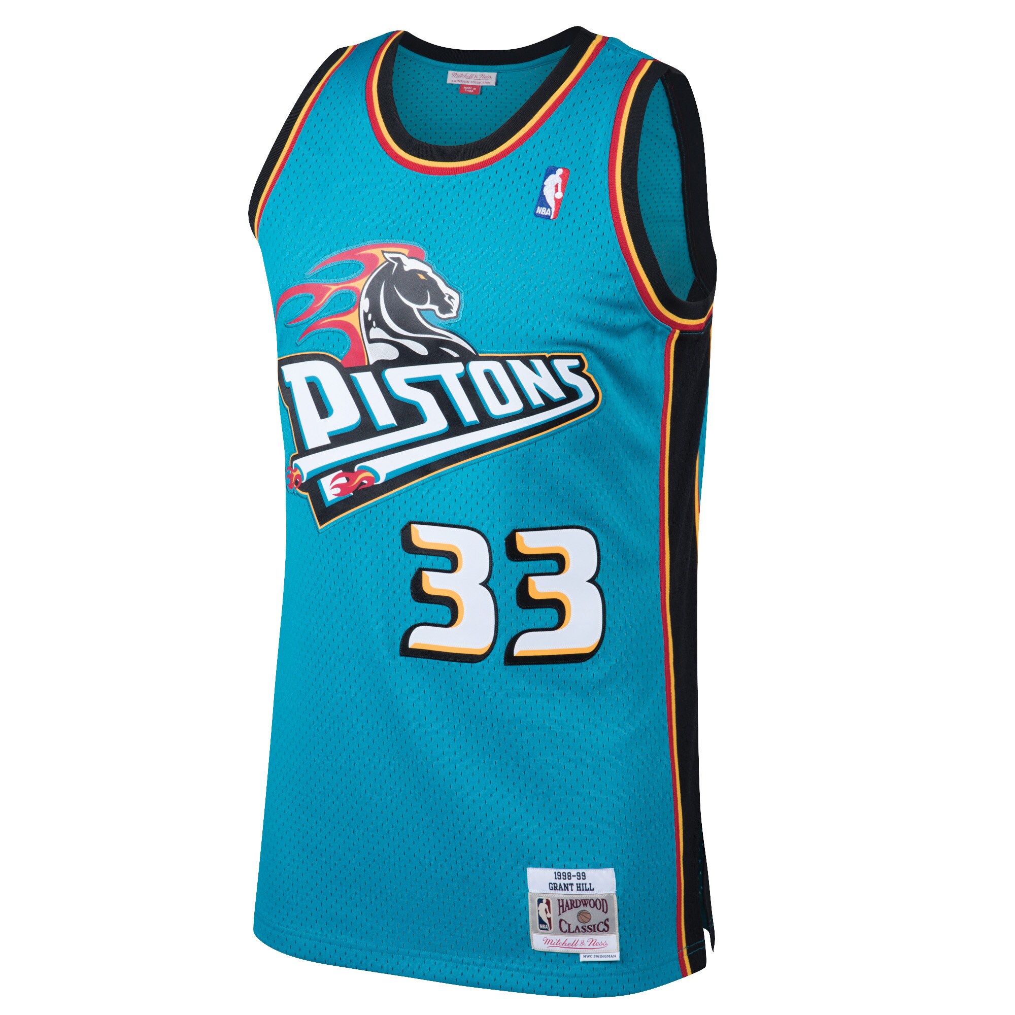 Grant Hill Detroit Pistons Mitchell & Ness 1998-99 Hardwood Classics Swingman Jersey - Teal - Image 2