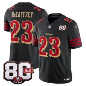 Christian McCaffrey #23 San Francisco 49ers 80th Patch Rivalries Collection Limited Jersey - Black