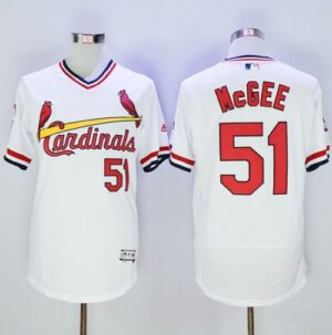 St. Louis Cardinals #51 Willie McGee White Flexbase Collection Cooperstown Stitched Jersey