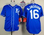 Kansas City Royals #16 Bo Jackson Light Blue Alternate 2 Cool Base W/2015 World Series Patch Stitched Jersey