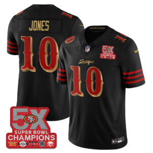 San Francisco 49ers Mac Jones # 10 SF Rivalries 5-Time Champions Patch Vapor Limited Jersey - All Stitched