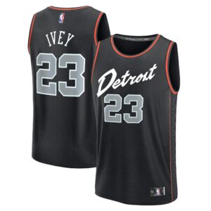 Unisex Detroit Pistons Jaden Ivey  Black 2023/24 Fast Break Jersey - City Edition