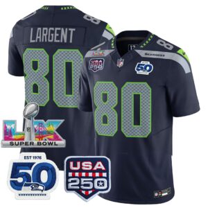 Steve Largent #80 Seattle Seahawks Super Bowl LX 250th Patch Vapor Limited Game Jersey - All Stitched