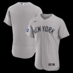 New York Yankees Gray Road Sponsor Patch Authentic Jersey