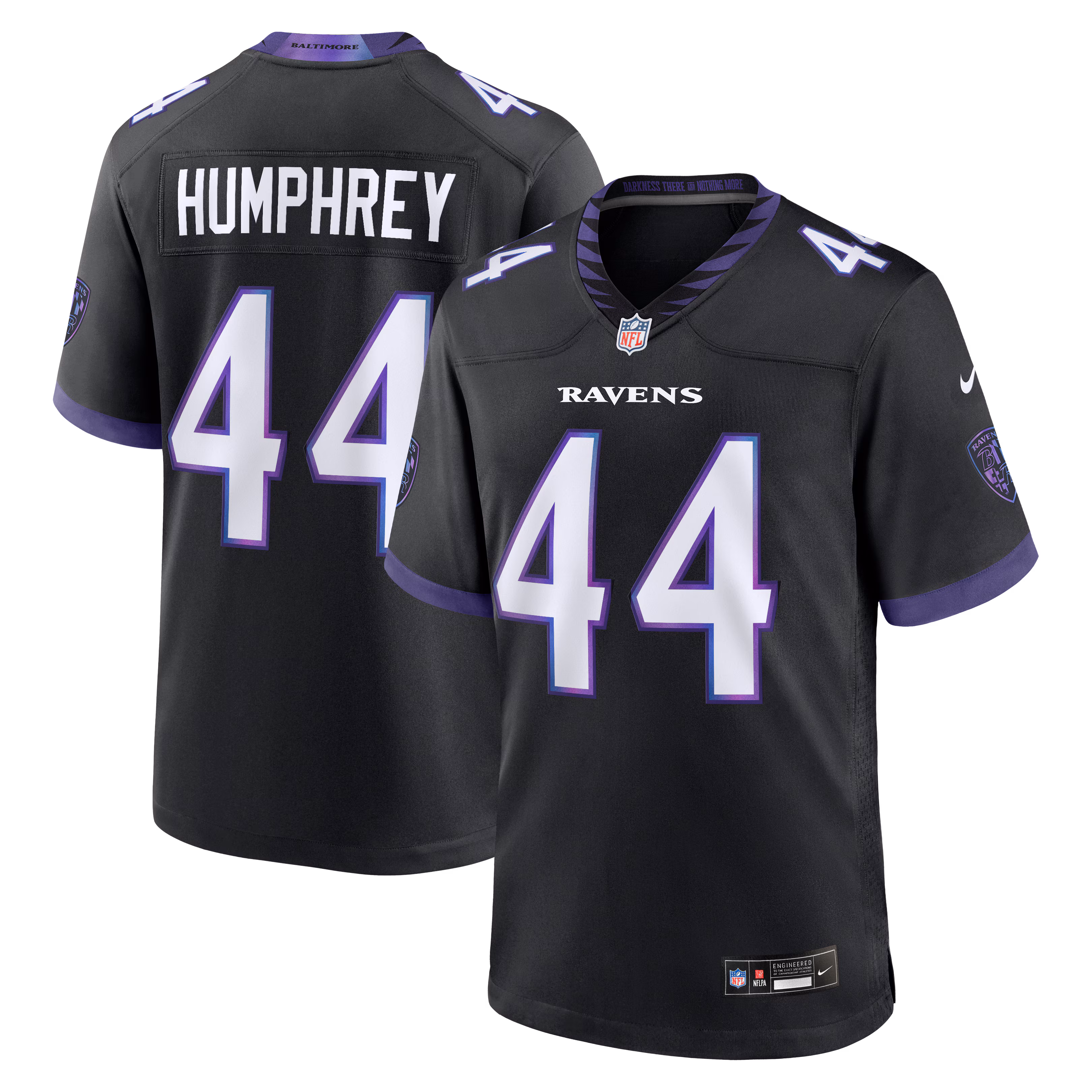 Men's Baltimore Ravens Marlon Humphrey #44 Black Alternate Game Jersey
