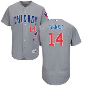 Chicago Cubs #14 Ernie Banks Grey Flexbase Collection Road Stitched Jersey