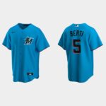 Men's Miami Marlins #5 Jon Berti Alternate Blue Jersey
