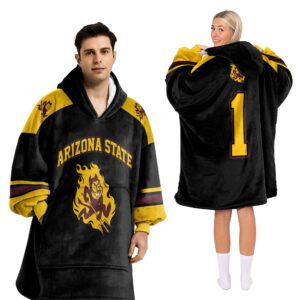 Adult #1 Arizona State Football Unisex Blanket Hoodie