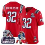 TreVeyon Henderson #32 New England Patriots 2025 Rivalries 6x Champions & Throwbacks Mascot Patch Vapor Limited Jersey - All Stitched