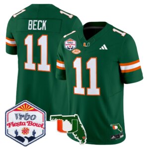 Carson Beck #11 Miami Hurricanes MIA 2026 The Fiesta Bowl & Florida Patch Vapor Limited Jersey - All Stitched