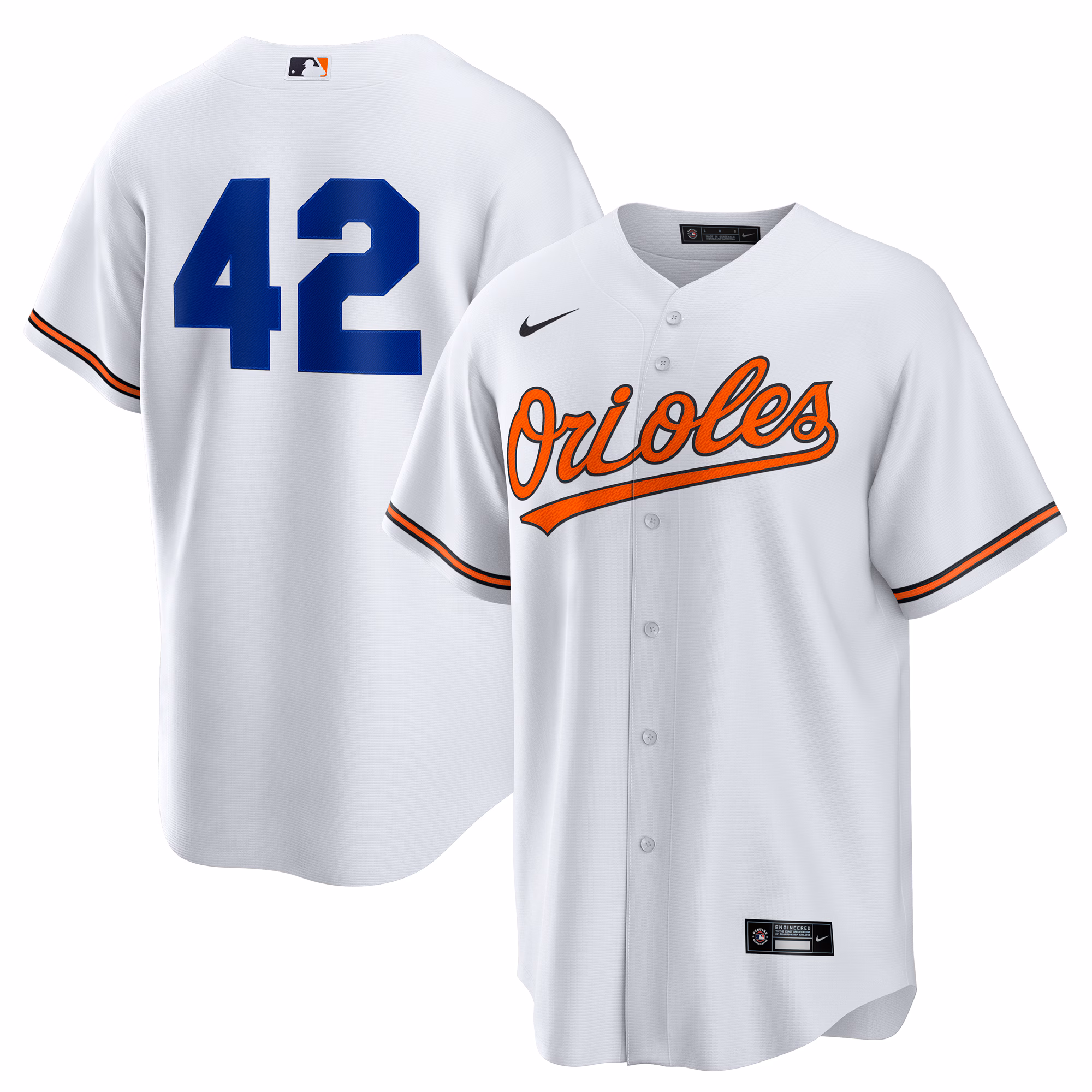 Men's Baltimore Orioles White Home  2025 Jackie Robinson Day Replica Jersey
