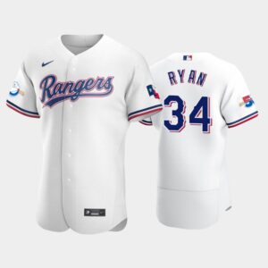 Men's Texas Rangers #34 Nolan Ryan White Home 50th Anniversary Flex Base Jersey
