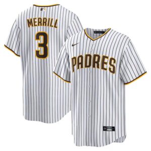 Men's San Diego Padres #3 Jackson Merrill  White Home Replica Jersey