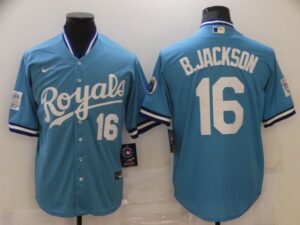 Men's Kansas City Royals #16 B.Jackson Light blue Game 2021  Jersey