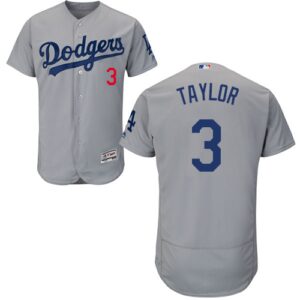 Dodgers #3 Chris Taylor Grey Flexbase Collection Stitched Jersey