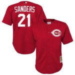 Youth Cincinnati Reds Deion Sanders #21 Mitchell & Ness Red Cooperstown Mesh Batting Practice Jersey
