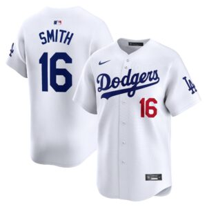 Men's Los Angeles Dodgers #16 Will Smith  White Home Limited Player Jersey