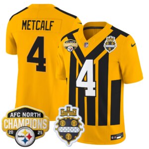 DK Metcalf #4 Pittsburgh Steelers 2025 AFC North Division Champions Vapor Limited Jersey - All Stitched