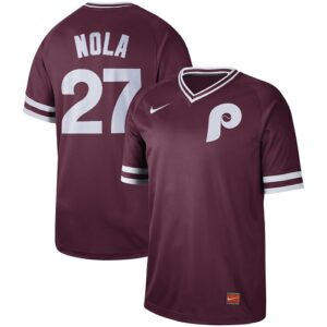 Men's  Philadelphia Phillies #27 Aaron Nola Cooperstown Collection Legend V-Neck Jersey