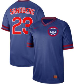 Men's  Chicago Cubs #23 Ryne Sandberg Royal Cooperstown Collection Stitched Jersey