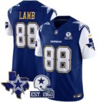 CeeDee Lamb #88 Cowboys Texas Patch Gold Trim Vapor Jersey - All Stitched