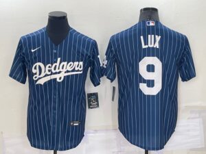 Men's  Los Angeles Dodgers #9 Gavin Lux Blue Throwback Cool Base Jersey
