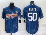 Men's  Los Angeles Dodgers #50 Mookie Betts Blue Rainbow Throwback Cool Base Jersey