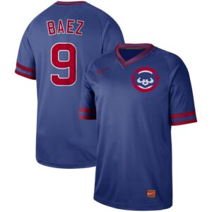 Men's  Chicago Cubs #9 Javier Baez Royal Cooperstown Collection Legend V-Neck Jersey