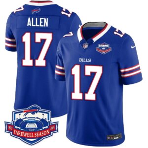 Men's Bills #17 Josh Allen 2025 Farewell Season All Stitched Jersey Blue