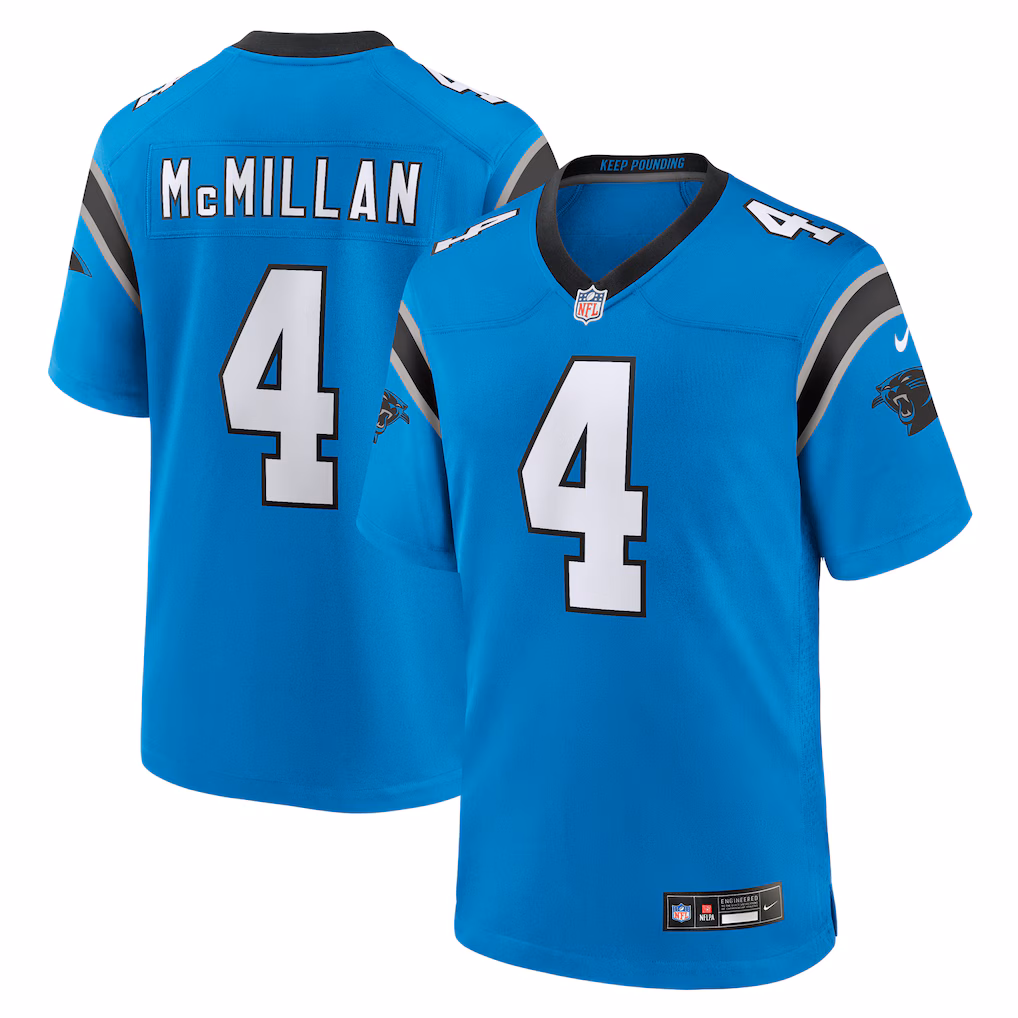 Tetairoa McMillan #4 Carolina Panthers 2025 Draft First Round Pick Game Jersey - Blue
