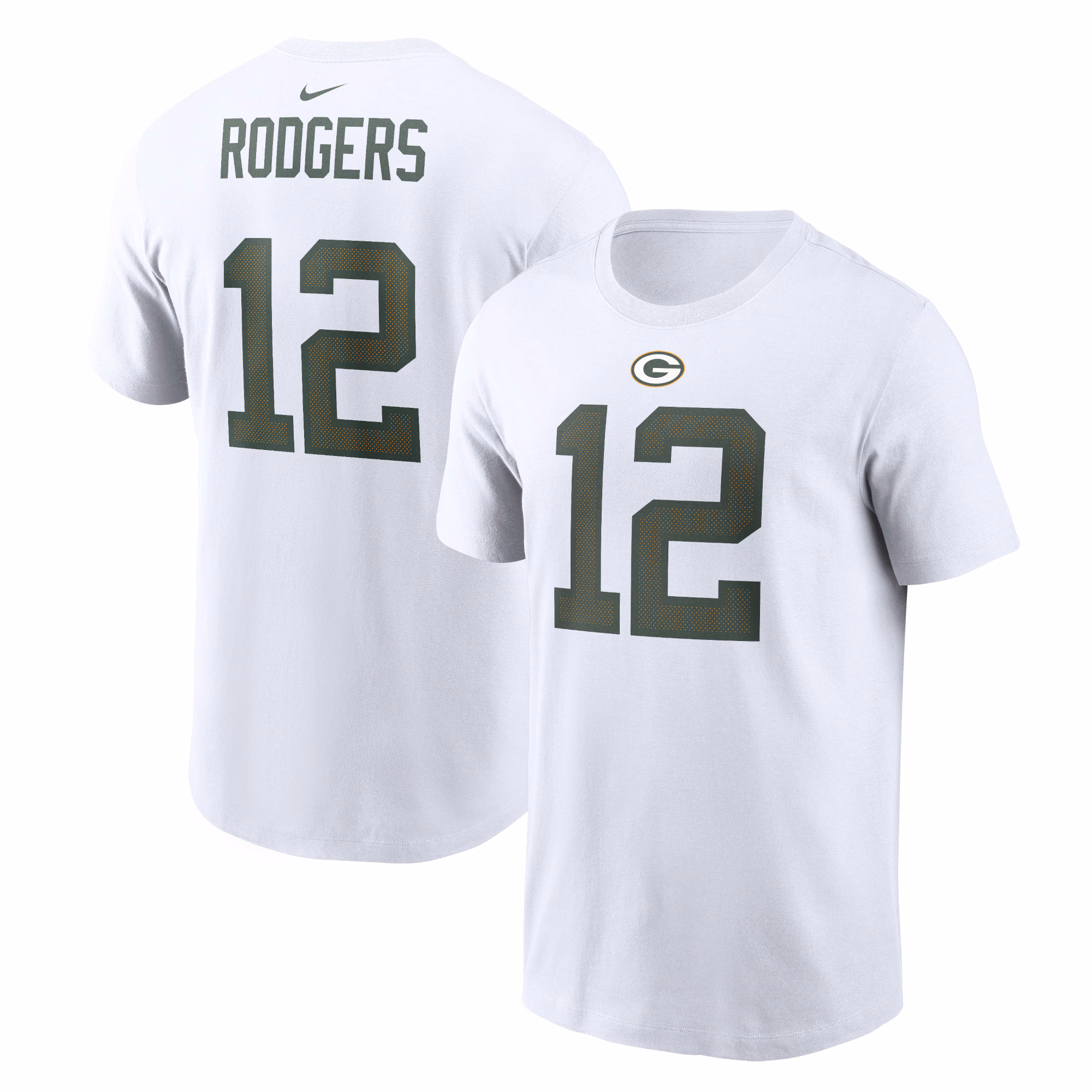Men's Aaron Rodgers White Green Bay Packers Player Name & Number T-Shirt